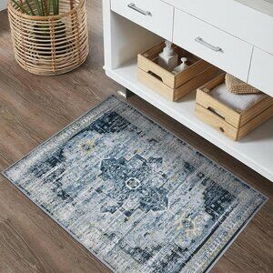 ✨Home Grey Area Rug Door Mat Entryway Small Soft Slip Washable Oriental Carpet